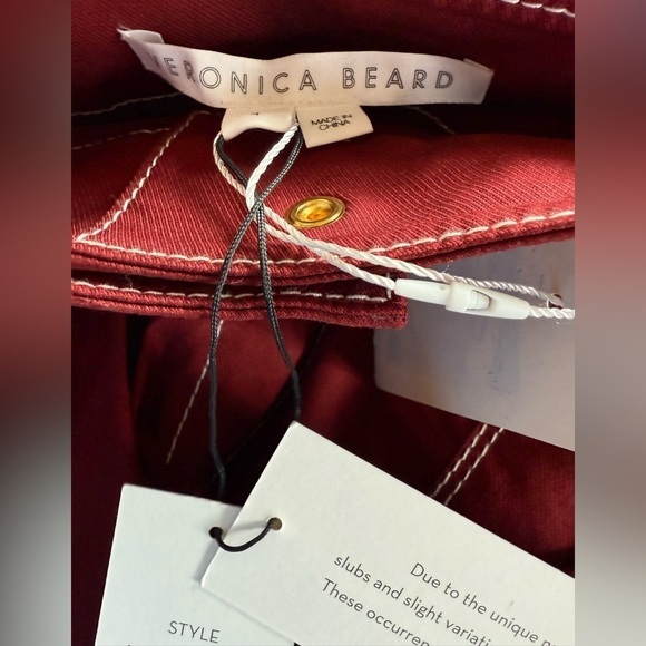 NWT Veronica Beard PantS Sigrid Topstitched Cotton Stretch Twill Pant DEEP BRICK - Picture 5 of 11